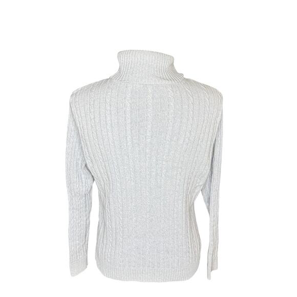 Izod Women's sz Large Baby Blue Cable Knit Turtle Neck Sweater Long Sleeve - Picture 2 of 8